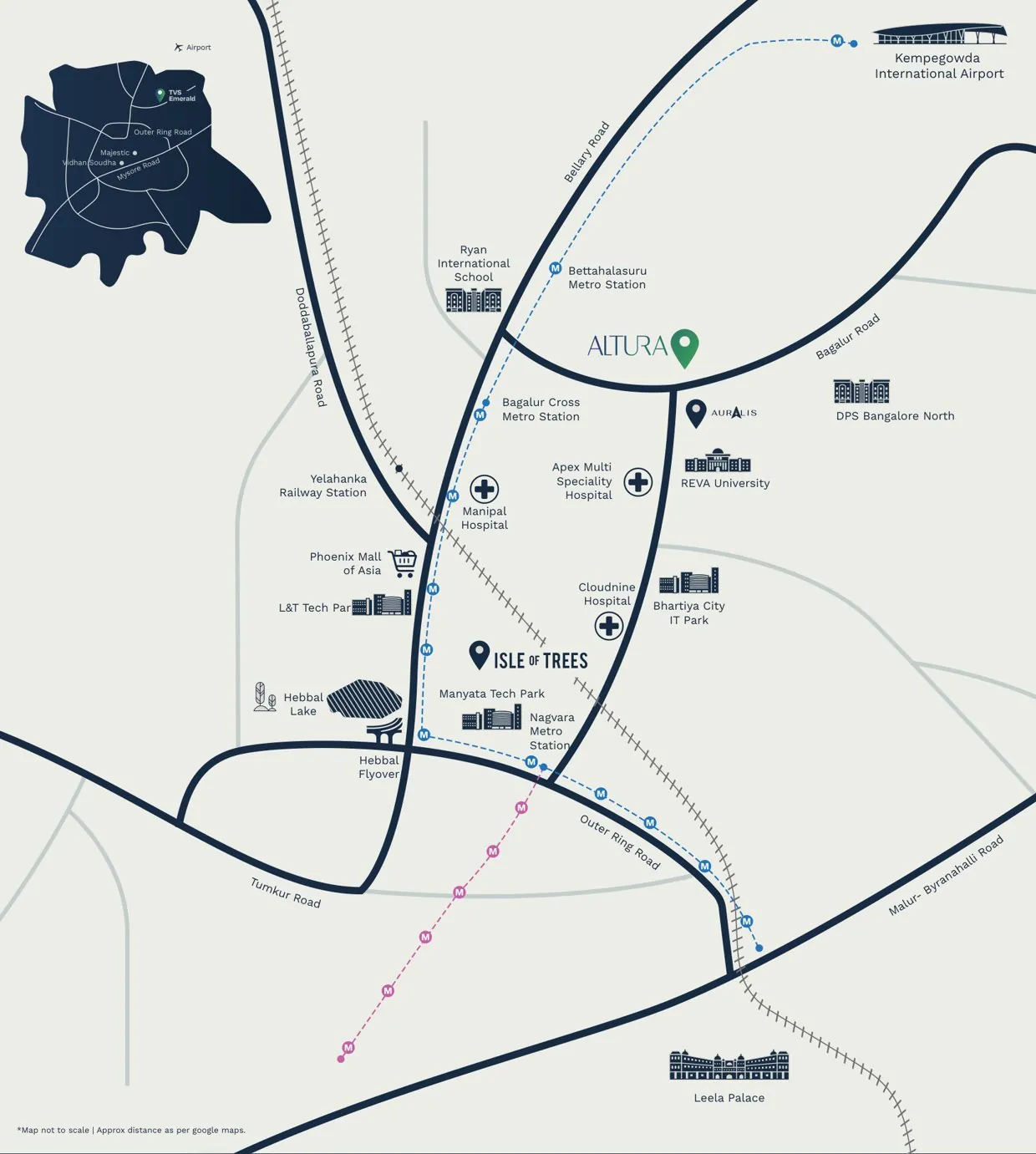 TVS Emerald Altura location map, Sathanur, Bagalur Main Road, North Bengaluru