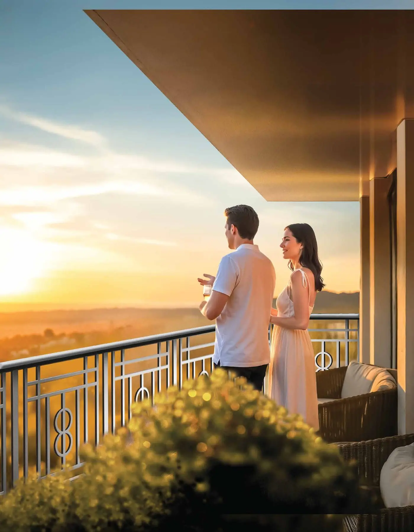 Terrace living at TVS Emerald Altura overlooking the landscaped estate, artist&rsquo;s impression